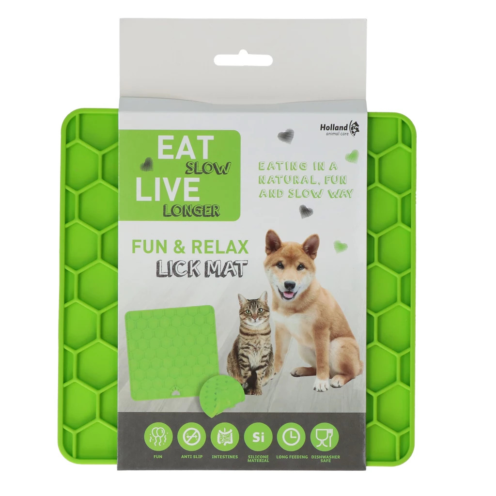 Eat Slow Live Longer Lick Mat Honeycomb Green