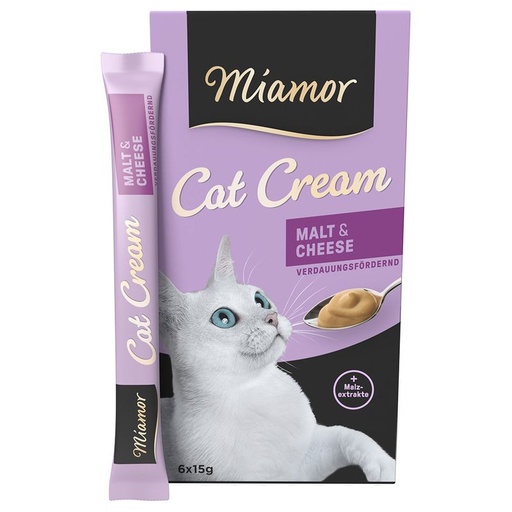 Miamor Snacks Cream malt & ostur 6x15g(anti hairball)