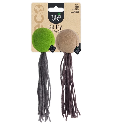 [(MINU37378)] Minus One Felt Cat Toys - 2 Pack Balls
