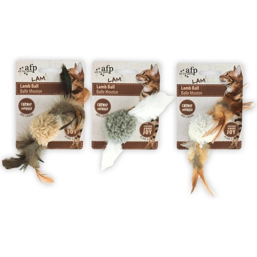 [(AFPK02100)] AFP Lambswool-Lamb Ball with bird sound Catnip