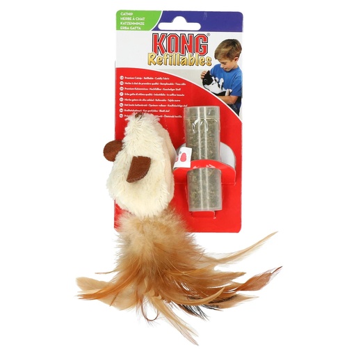 [(KONGNM42E)] KONG Cat Refillable Catnip Feather Mouse