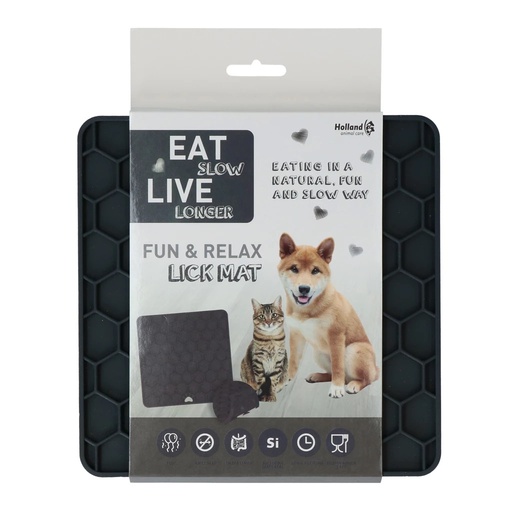 [(EATS060D)] Eat Slow Live Longer Lick Mat Honeycomb Grey