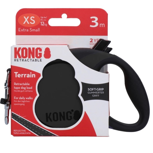 [(KONGTRNXSBK)] Retractable Leash Terrain Black XS (3m/12kg) KONG