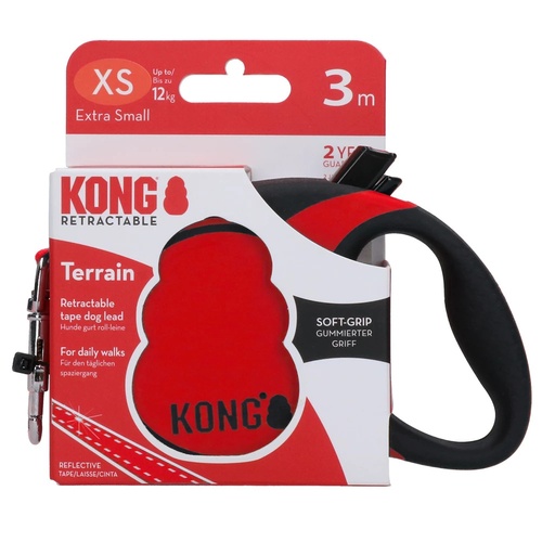 [(KONGTRNXSRD)] Retractable Leash Terrain Red XS (3m/12kg) KONG