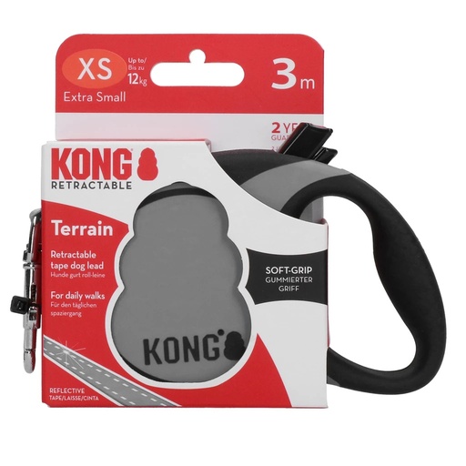 [(KONGTRNXSGY)] Retractable Leash Terrain Grey XS (3m/12kg) KONG