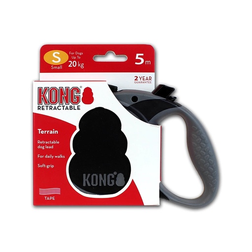 [(KONGTRNSMBK)] Retractable Leash Terrain Black S (5m/20kg) KONG