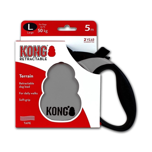 [(KONGTRNLGGY)] Retractable Leash Terrain Grey L (5m/50kg) KONG