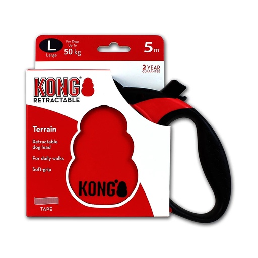 [(KONGTRNLGRD)] Retractable Leash Retractable Red L (5m/50kg) KONG